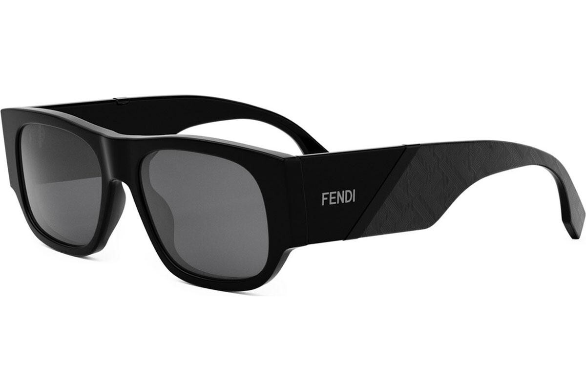 FENDI Diagonal Black Rectangular Sunglasses - ONE SIZE (54)
