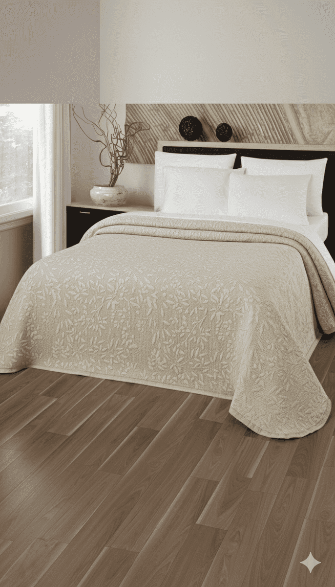 Prehoz na posteľ, Flakes, béžový 240 x 260 cm