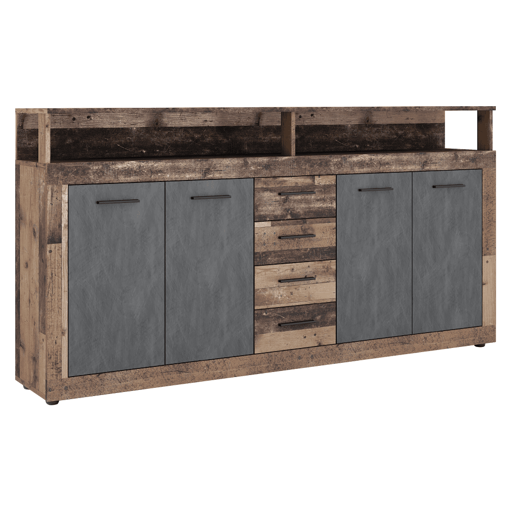 Kombinovaná komoda, old star dark dub tmavý/ grafit, LUNYSA