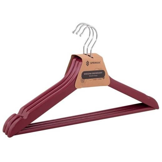 Drevené vešiaky na šaty - 3 ks - červené