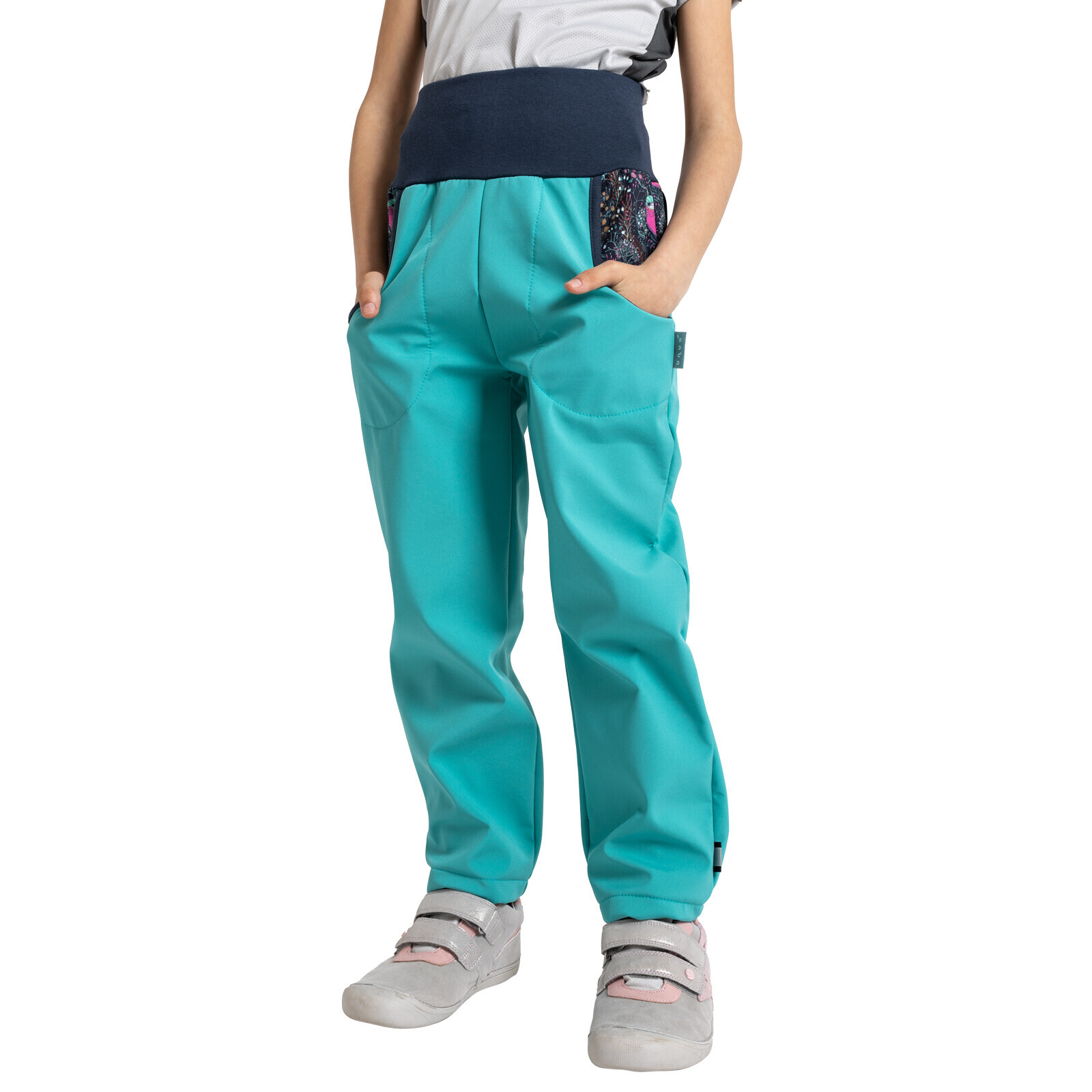 Unuo Unuo, Detské softshellové nohavice s fleecom Basic, Sv. Smaragdová, Ptáček Veľkosť: 104/110 8596227104376