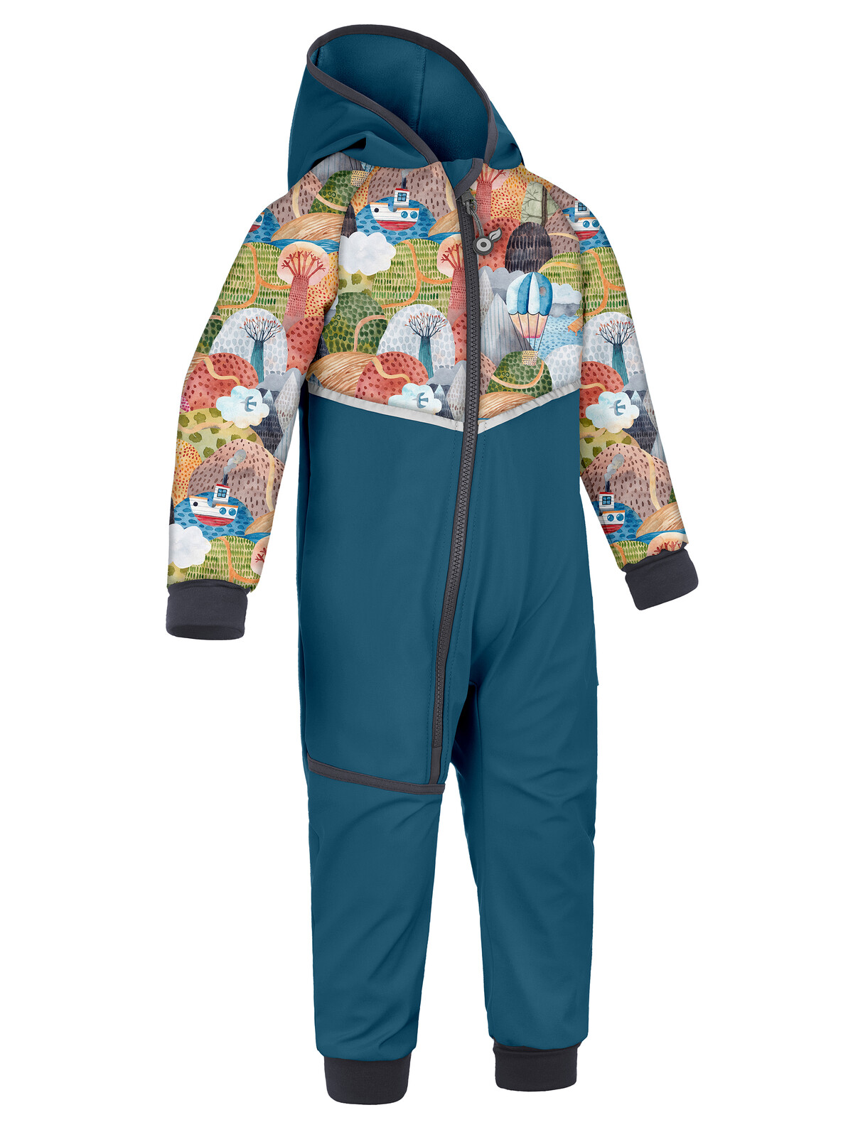 Unuo Unuo, Batoľacia softshellová kombinéza s fleecom Mini, Kobaltová, Veselé kopčeky Veľkosť: 74/80 8596227115235