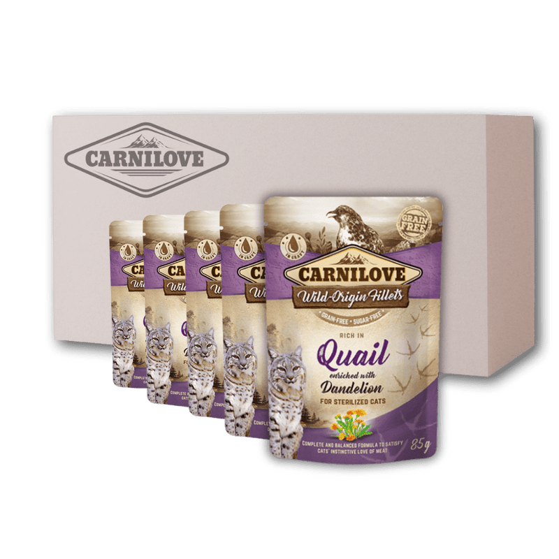 24 x Carnilove Cat Pouch Rich in Quail Enriched with Dandelion for sterilized 85g