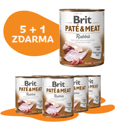 5 + 1 ZDARMA Brit Paté & Meat Rabbit 800g