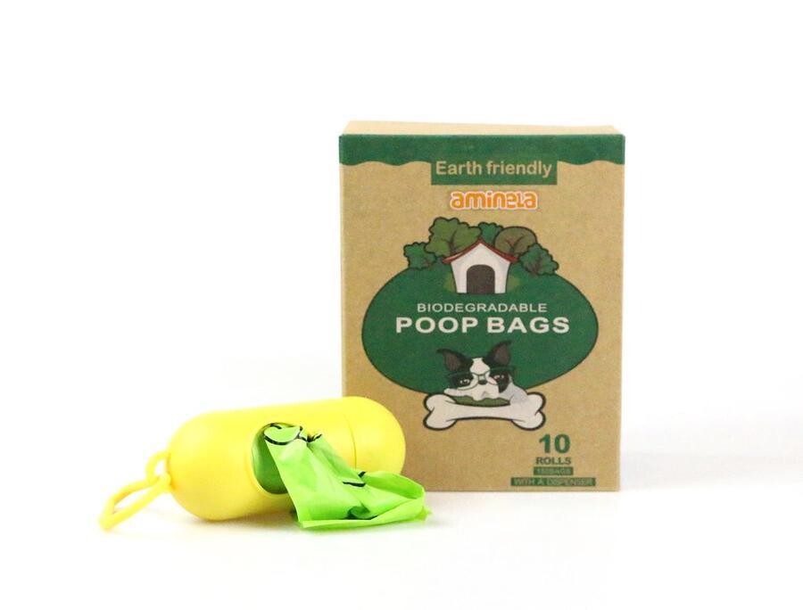 Ekologické pytlíky na psí exkrementy Aminela 10ks + zásobník