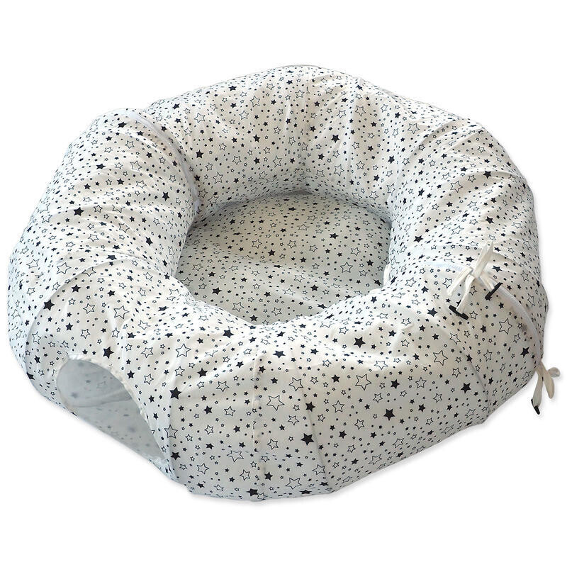 Tunel MAGIC CAT spojený zipem s polštářkem bílý