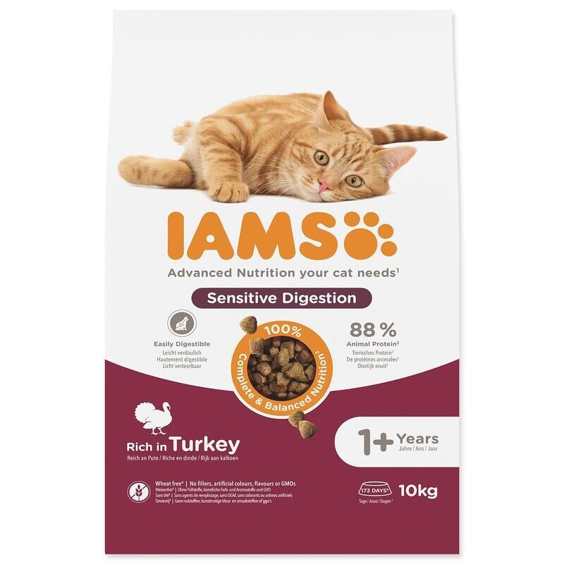 Krmivo IAMS Cat Adult Sensitive Digestion Turkey