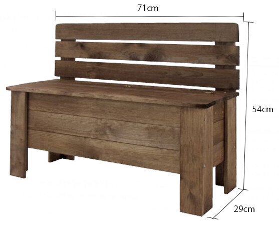 MALÁ DREVENÁ LAVIČKA S ÚLOŽNÝM PRIESTOROM B-12 hnedá 54x71x29