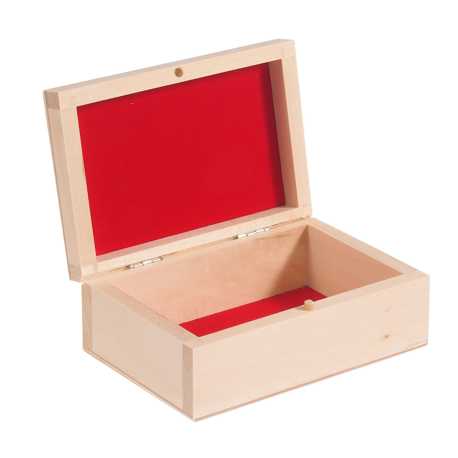 Drevená kazeta s červenou výstelkou