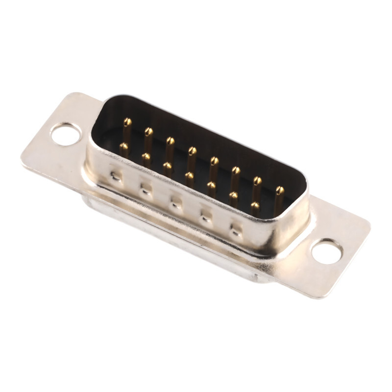 Konektor D-SUB DB15 (DE15), samec, 15pin - spájkovacia miska, Čierna