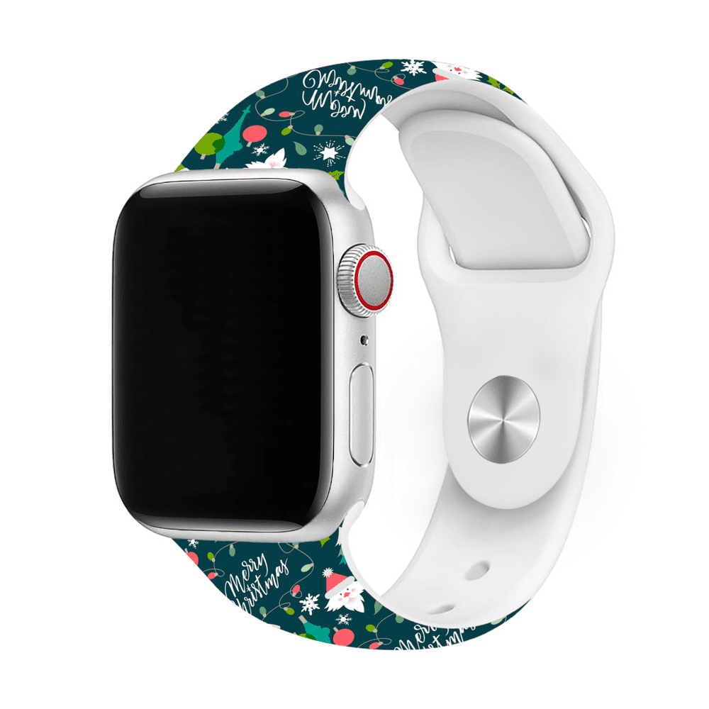 Vianočný remienok s potlačou na Apple Watch - Merry Christmas Veľkosť: 42/44/45/46/49mm, Obvod: M-L (stredný až väčší obvod zápästia), Farba: Khaki