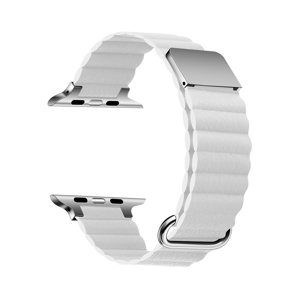 Štýlový kožený remienok s magnetom na Apple Watch - Biely Veľkosť: 38/40/41/42mm, Farba: Biela