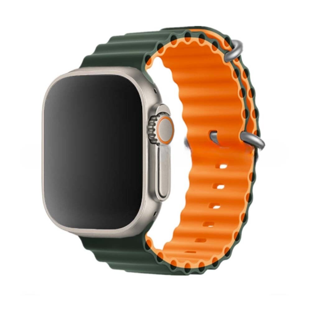 Štýlový vrúbkovaný remienok pre Apple Watch - Zeleno-oranžový Veľkosť: 38/40/41/42mm, Farba: Khaki