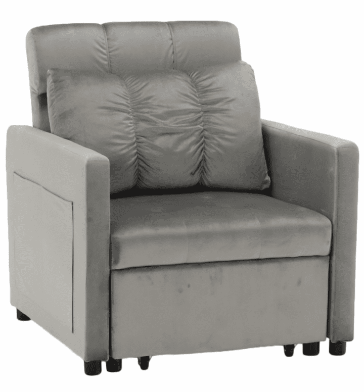 Rozkládací křeslo IGRIM — světlešedá látka/plast