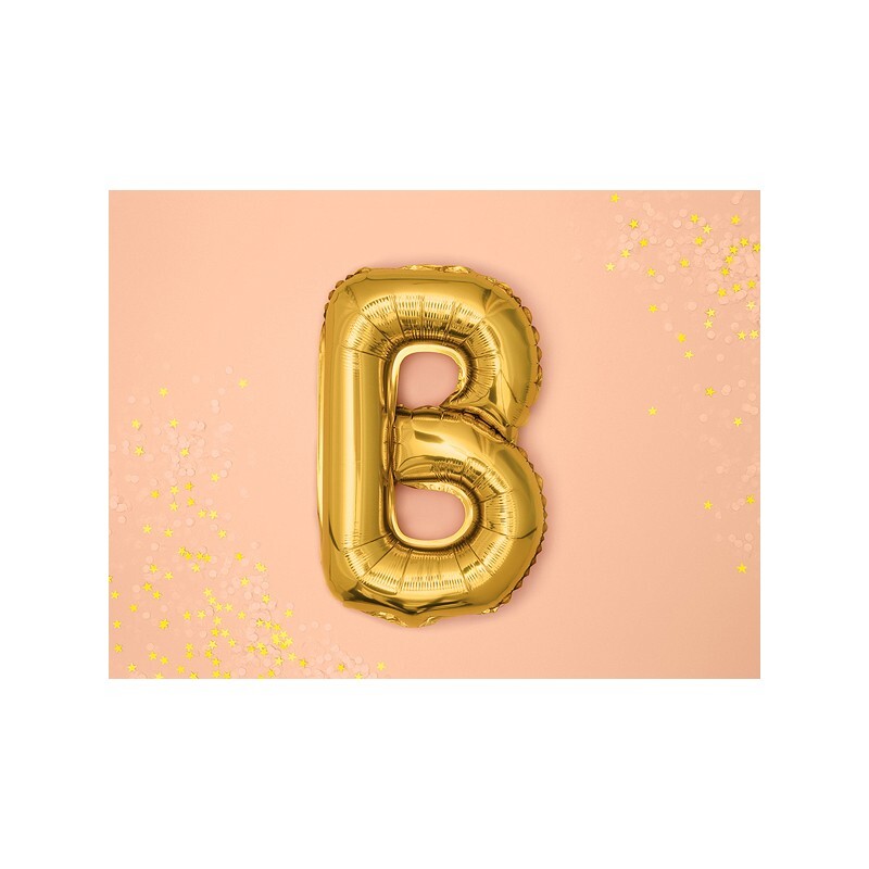 FB2M-B-019 Party Deco Fóliový balón - zlatý - písmeno, 35 cm B