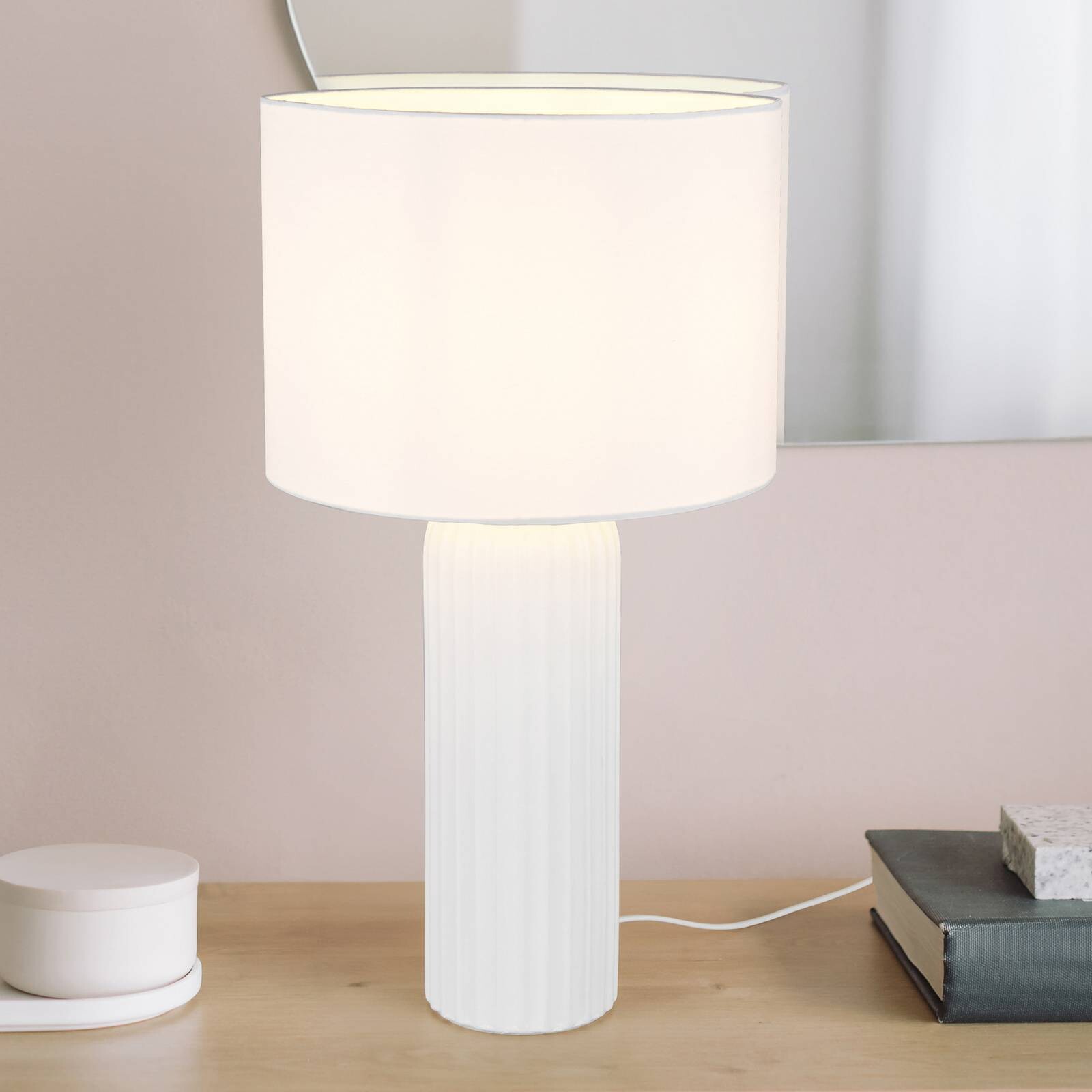 Stolová lampa Blair, výška 51 cm, biela, E27, keramika