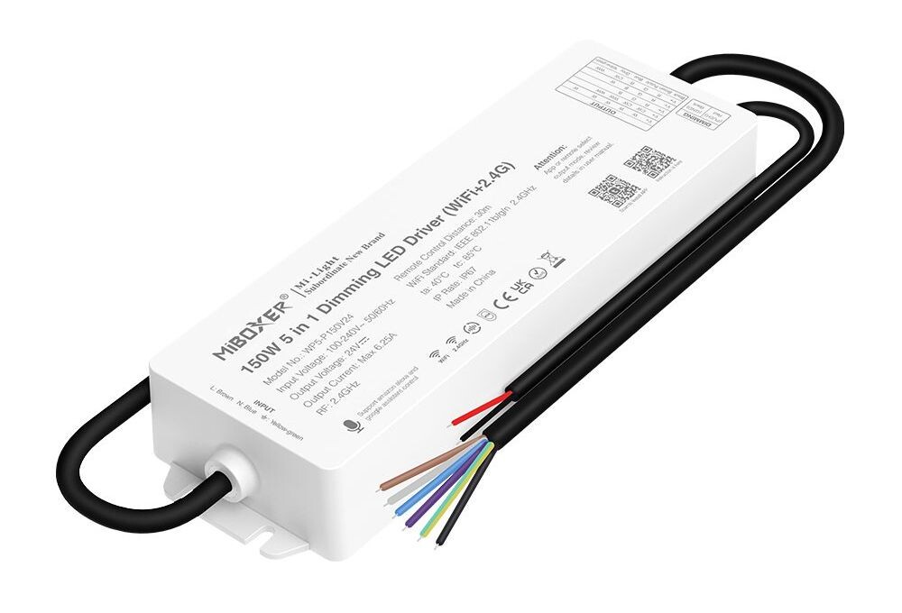 LED Solution Mi-Light MiBoxer WIFI+RF Napájací zdroj s integrovanou riadiacou jednotkou 5v1 24V 150W pre LED pásiky WP5-P150V24