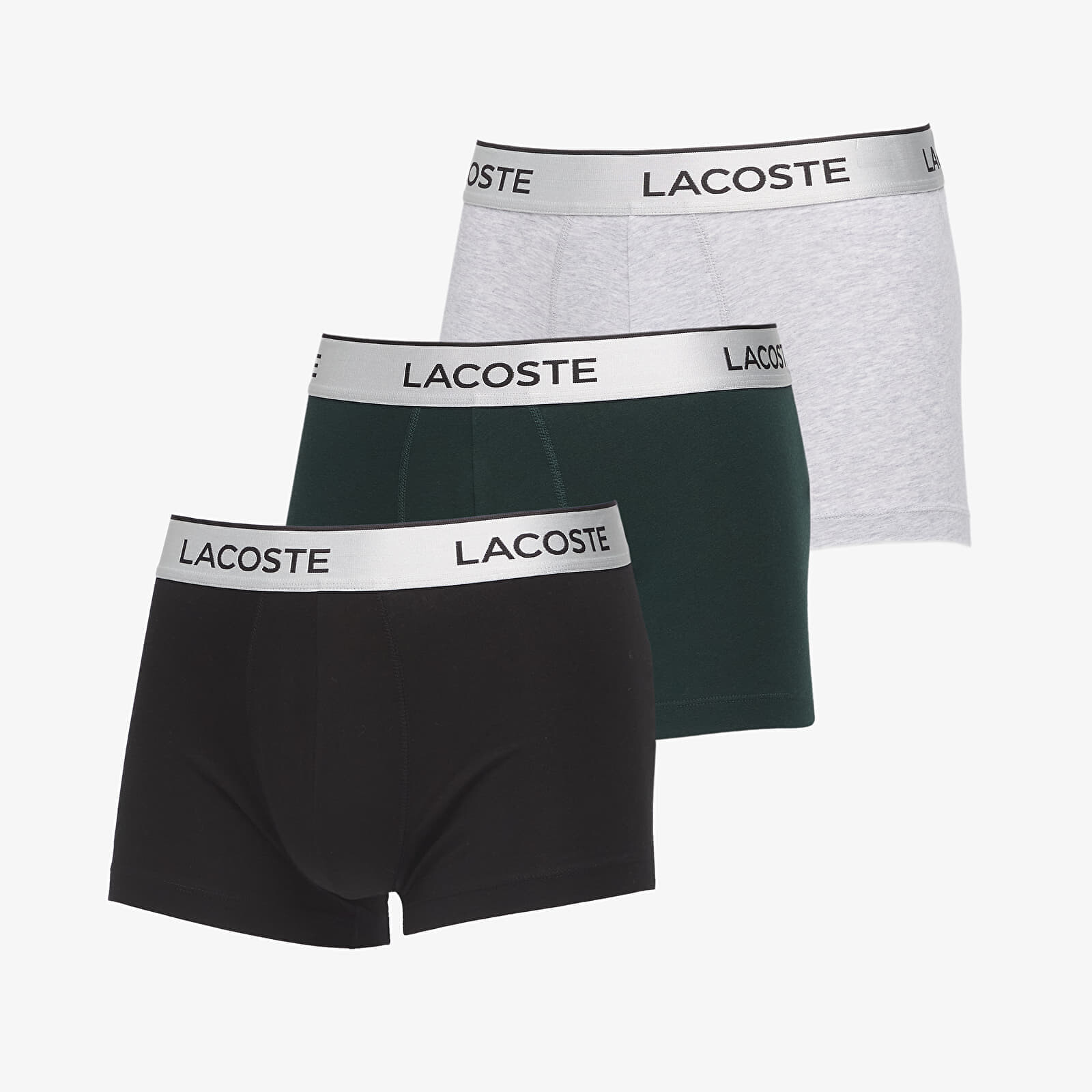 Boxerky LACOSTE Trunks Underwear Silver Chine/ Sinople-Black XL