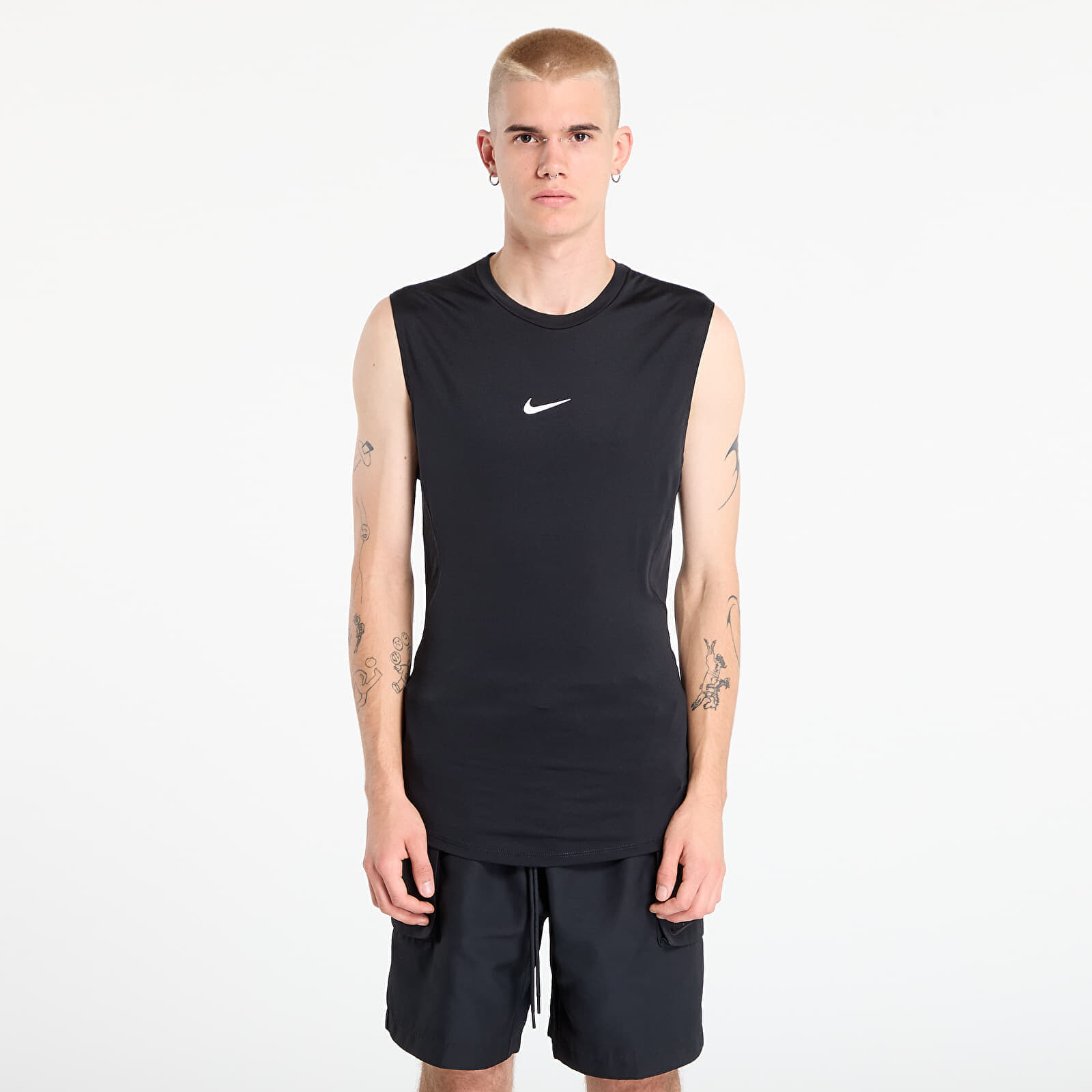 Nike Pro Men's Dri-FIT Tight Sleeveless Fitness Top Black/ White S