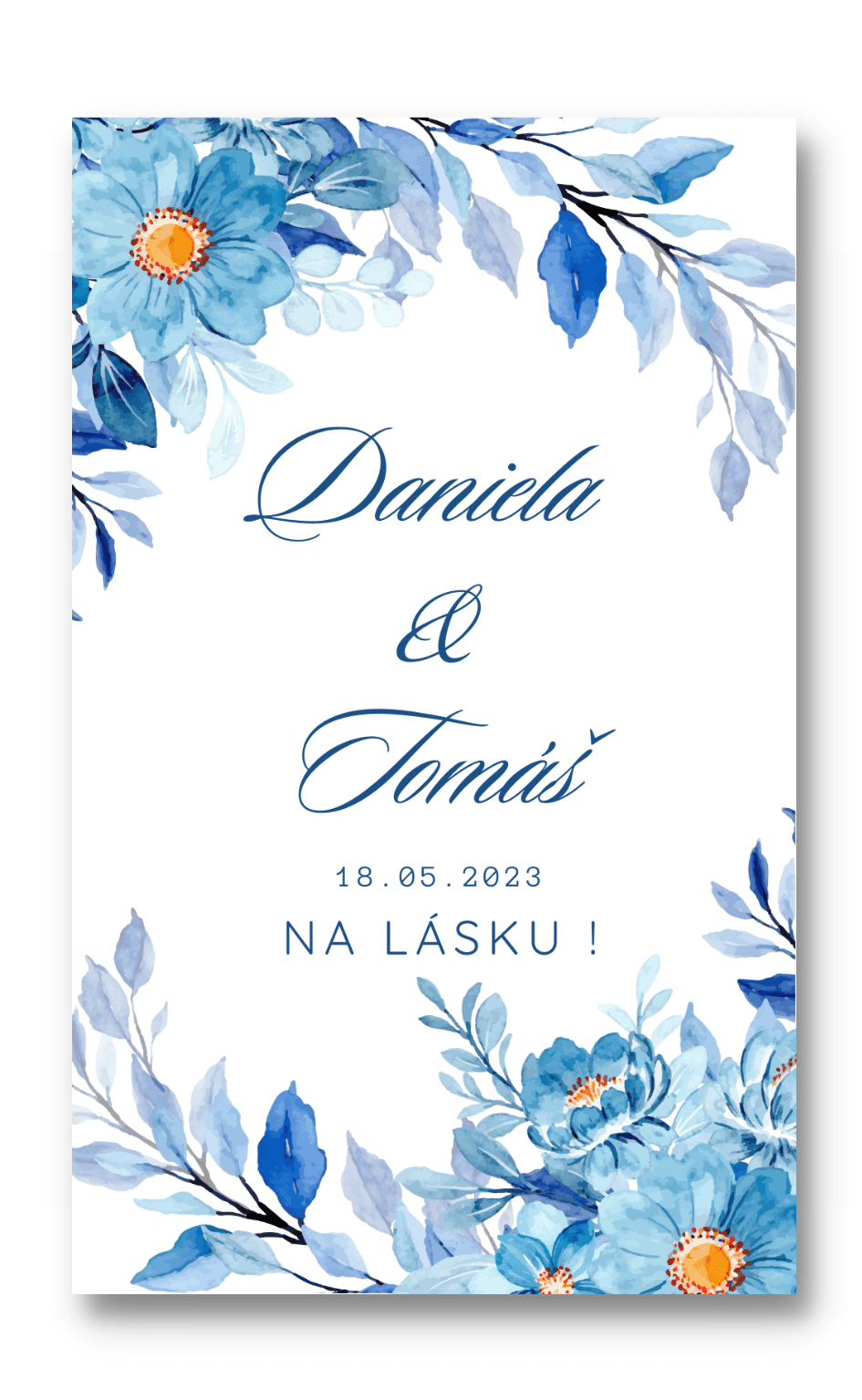 Personal Etiketa na fľašu - Modré kvetiny Zvoľte množstvo: od 15 do 30 ks