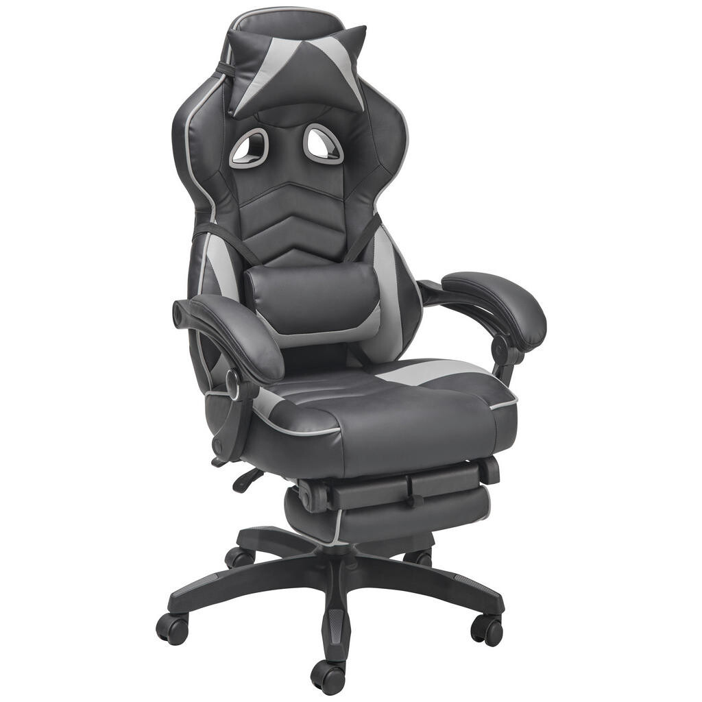 Livetastic HERNÁ STOLIČKA, vzhľad kože, mikrovlákno, sivá, čierna