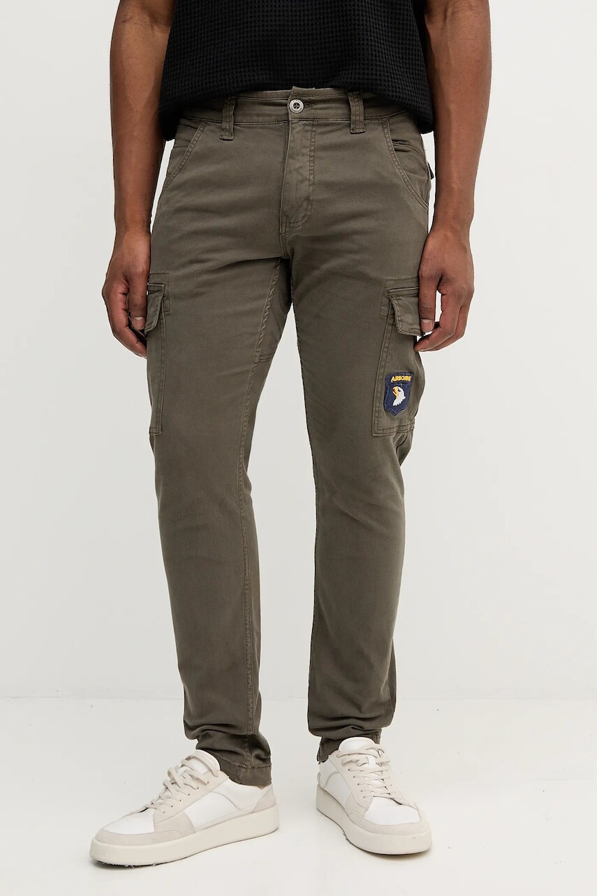 Nohavice Alpha Industries zelená farba, strih cargo, 178207.136