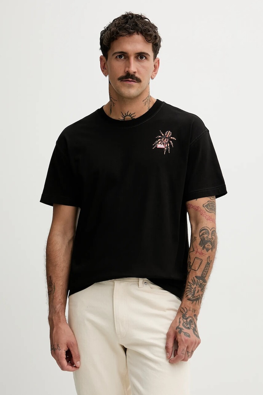 Bavlnené tričko Diesel T-NORM-SPIDER pánske, čierna farba, s potlačou, A19662.0QIAM