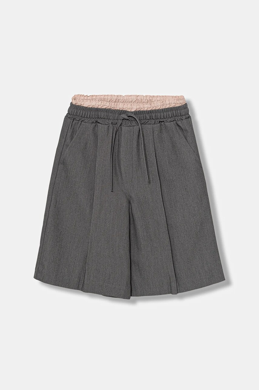 Detské krátke nohavice United Colors of Benetton šedá farba, jednofarebné, nastaviteľný pás 40ZBC904B