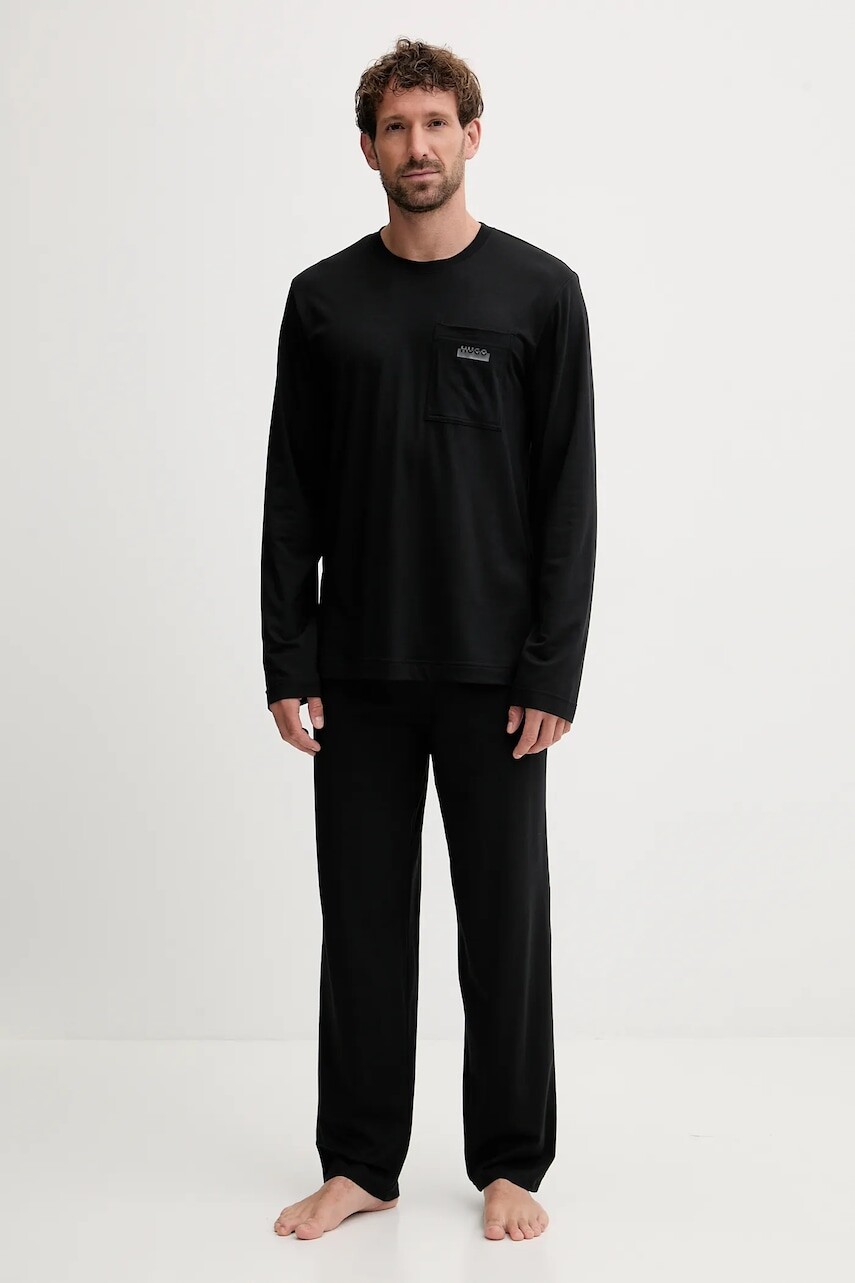 Pyžamo HUGO pánske, čierna farba, jednofarebná, 50550099