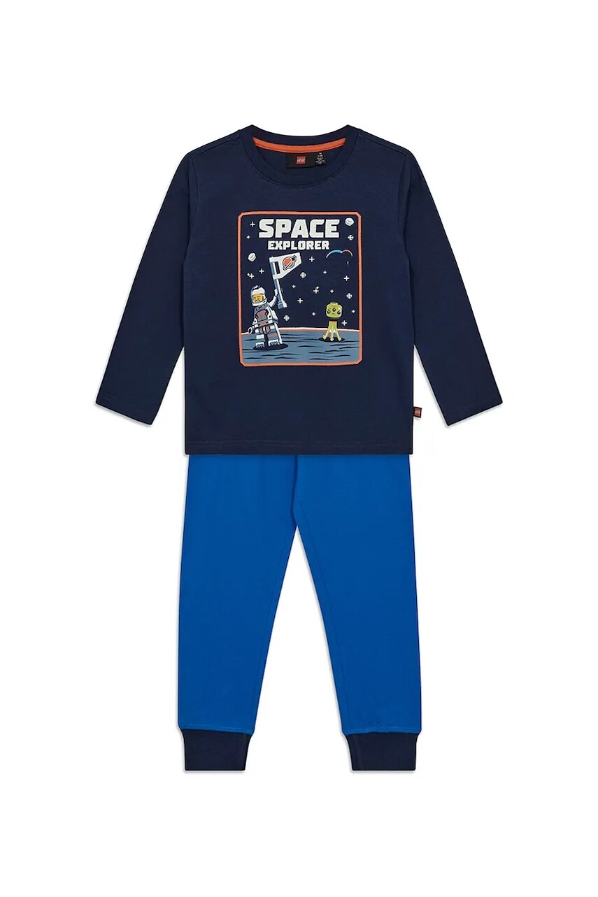 Detské bavlnené pyžamo Lego LWAGAN 708 tmavomodrá farba, s potlačou, 11010964