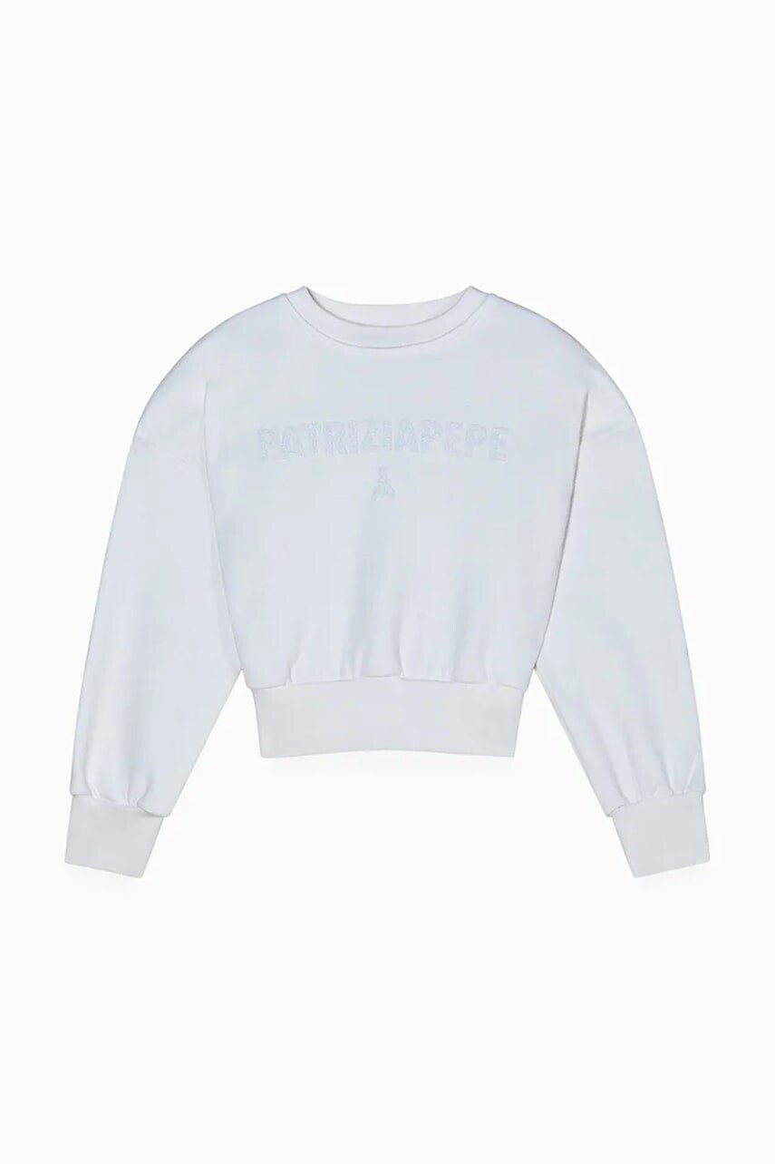 Detská mikina Patrizia Pepe J315 biela farba, jednofarebná, 7M0942