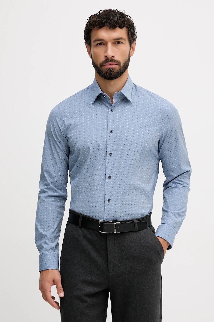 Košeľa Michael Kors modrá farba, slim, s klasickým golierom, MK0DS01612