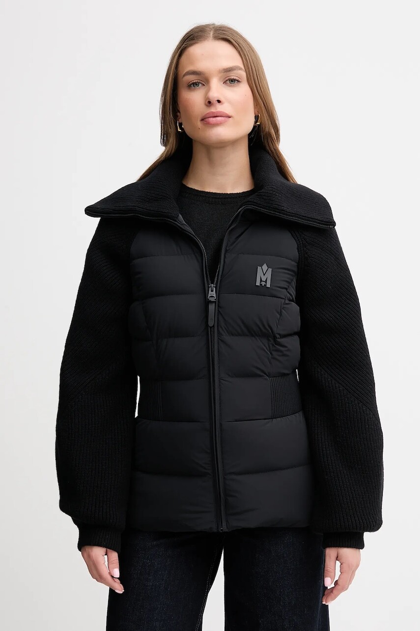 Páperová bunda s prímesou vlny MACKAGE čierna farba, zimná, FOXY
