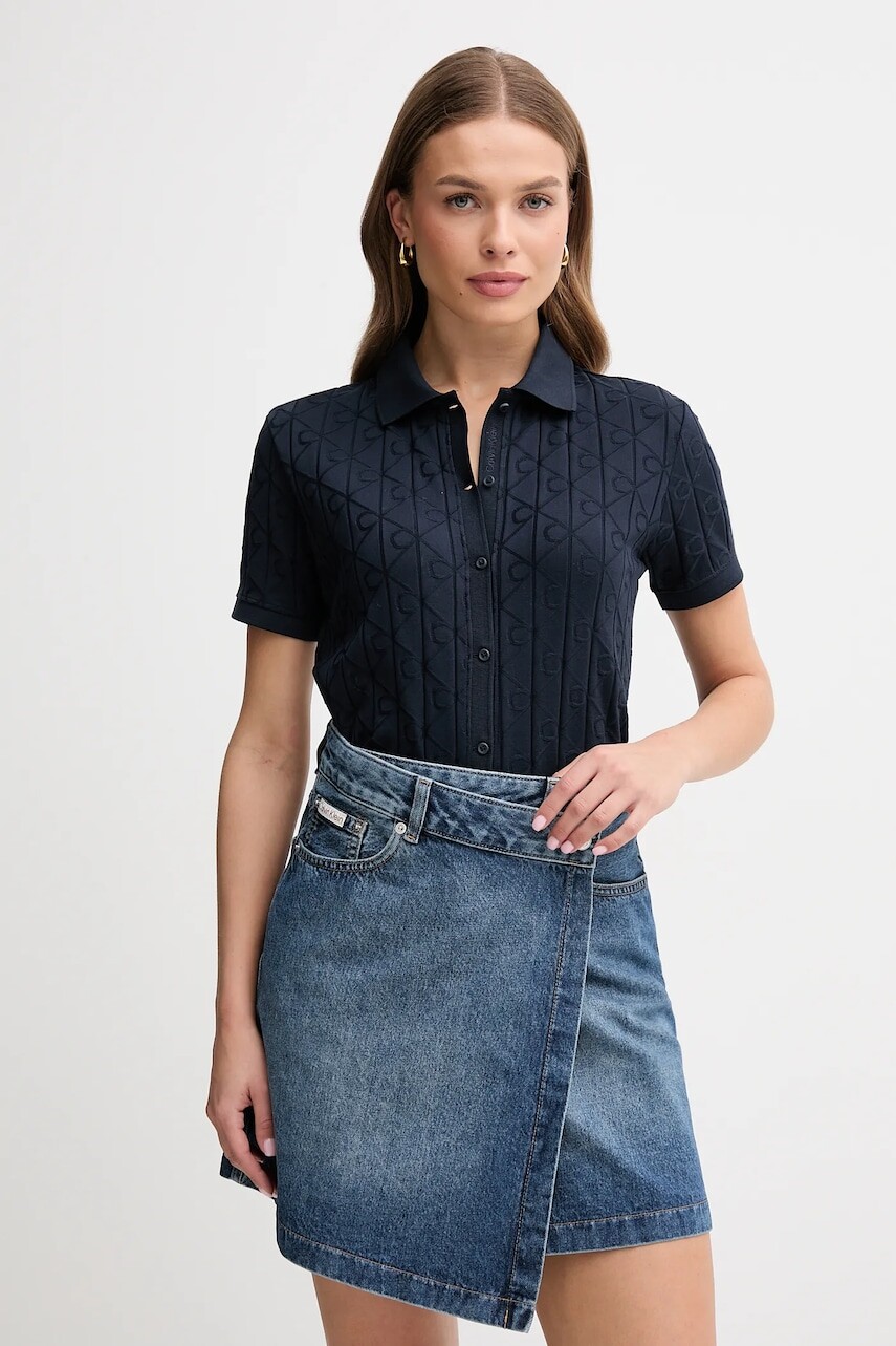 Bavlnený kardigán Calvin Klein Jeans tmavomodrá farba, ľahké, LV044D209G