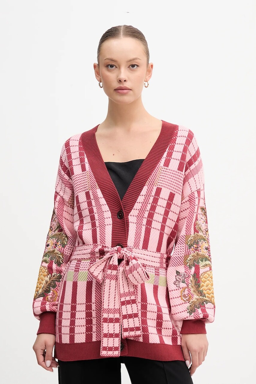 Bavlnený kardigán Barbour x Farm Rio ružová farba, LKN1717