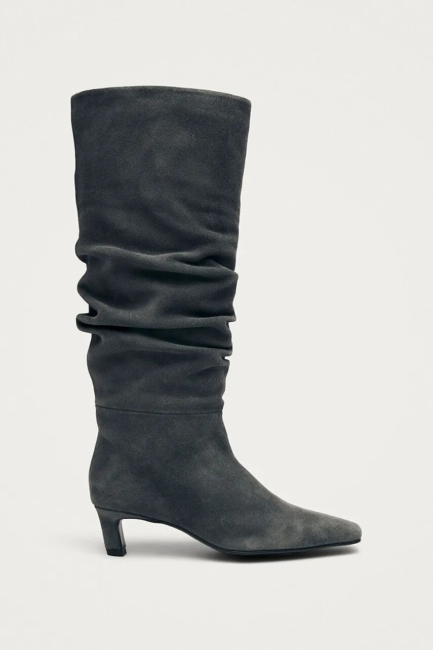 Semišové topánky Alohas Kalila šedá farba, na vysokom podpätku, S101173-01