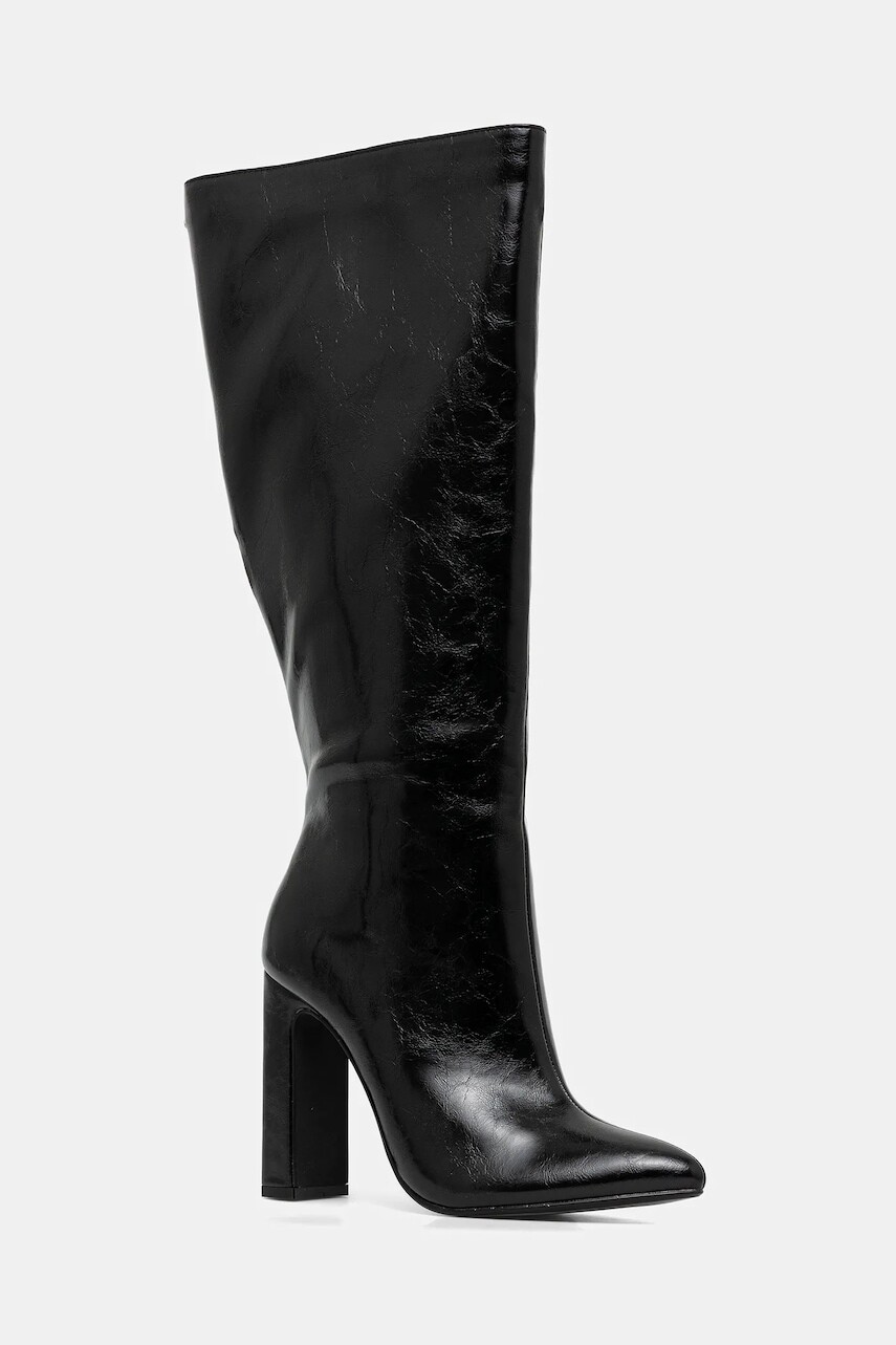 Vysoké čižmy Buffalo July Boot Hi čierna farba, na podpätku, 1292055-BLK