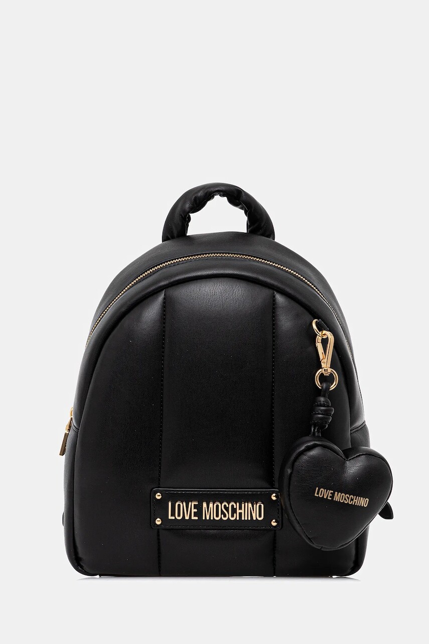 Ruksak Love Moschino dámsky, čierna farba, malý, jednofarebný, JC4324PP0NKM100A