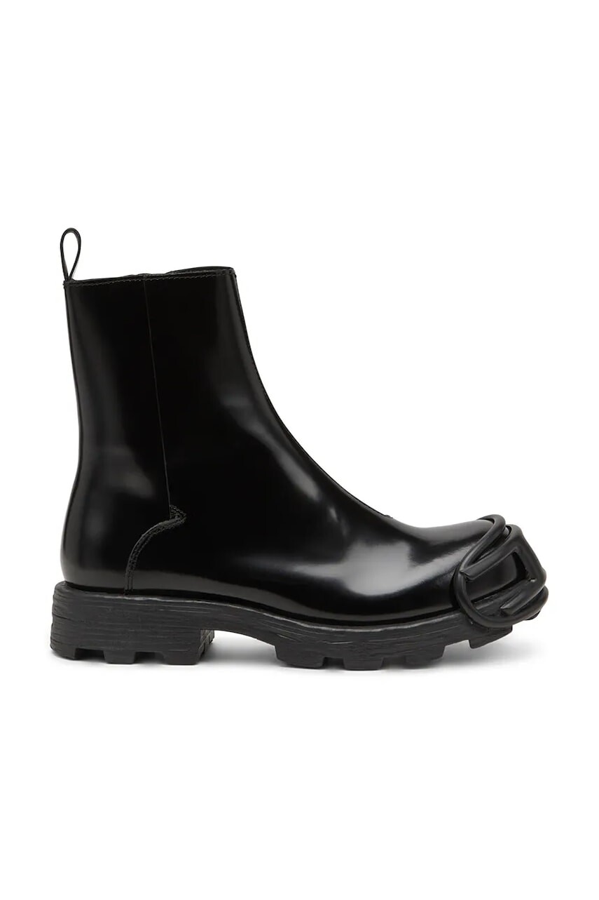 Kožené členkové topánky Diesel D-Hammer Bt Zip D čierna farba, Y03254-P5268-H0015