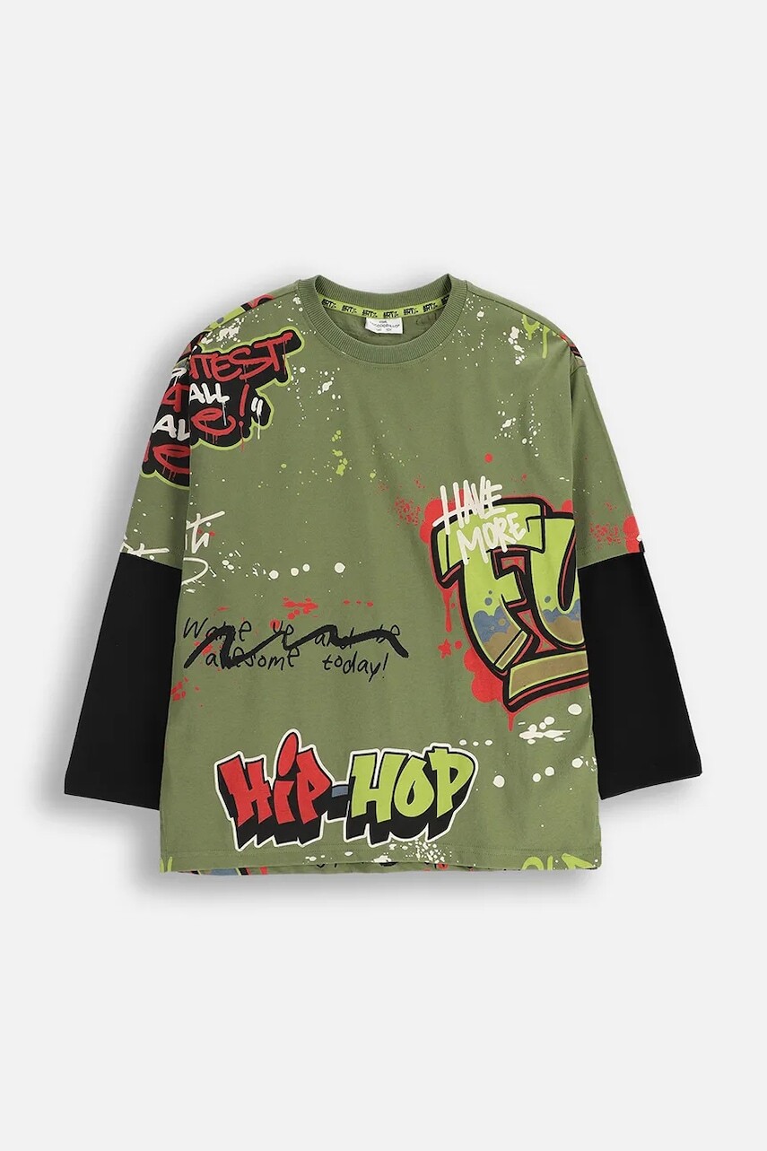 Detské tričko Coccodrillo zelená farba, vzorované, SPORTS BOY JUNIOR