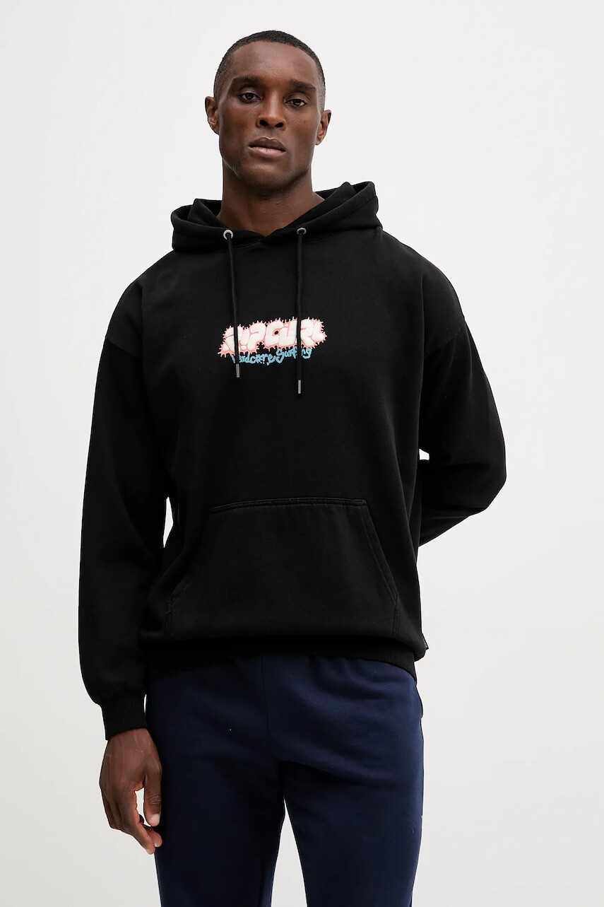 Mikina Rip Curl RAW ENERGY čierna farba, s kapucňou, s potlačou, 092MFL