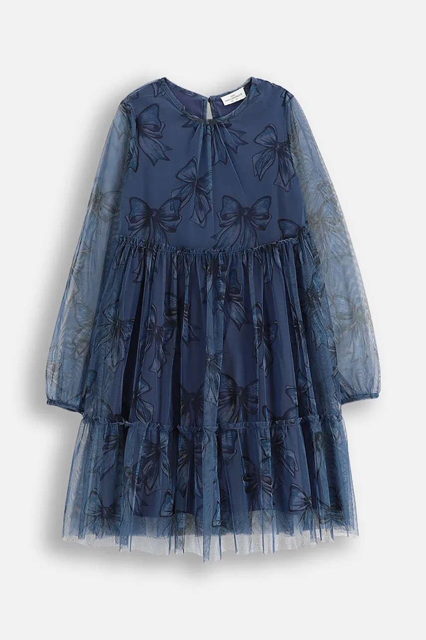 Dievčenské šaty Coccodrillo tmavomodrá farba, midi, áčkový strih, FABOLOUS GIRL JUNIOR