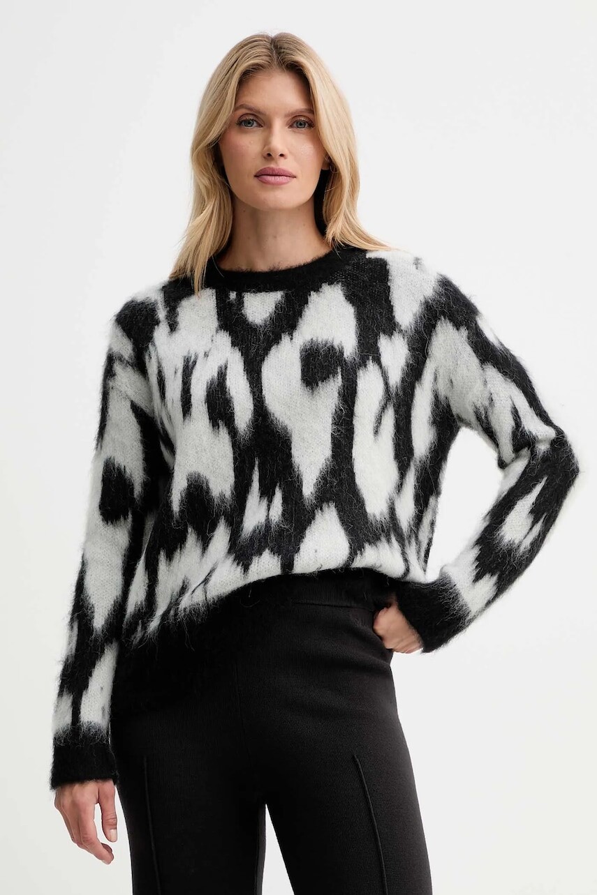 Sveter s prímesou vlny Calvin Klein čierna farba, LV044D343G