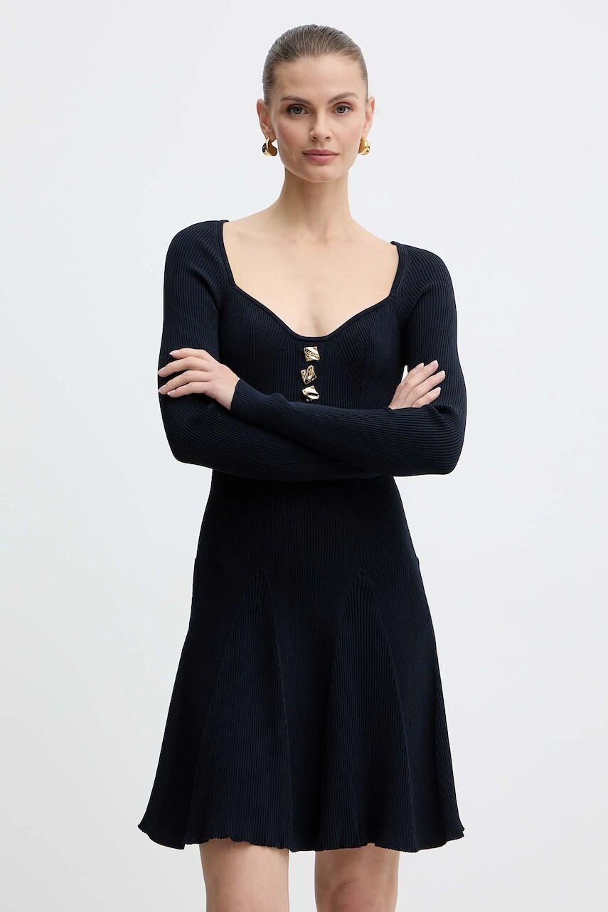 Šaty Fracomina tmavomodrá farba, mini, áčkový strih, FS25WD5004K41601