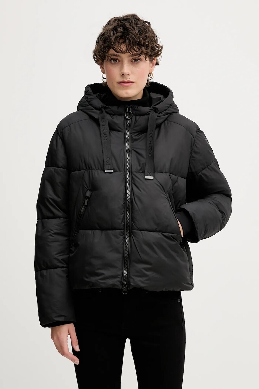 Bunda Geox SPHERICA čierna farba, zimná, W5628J T3273