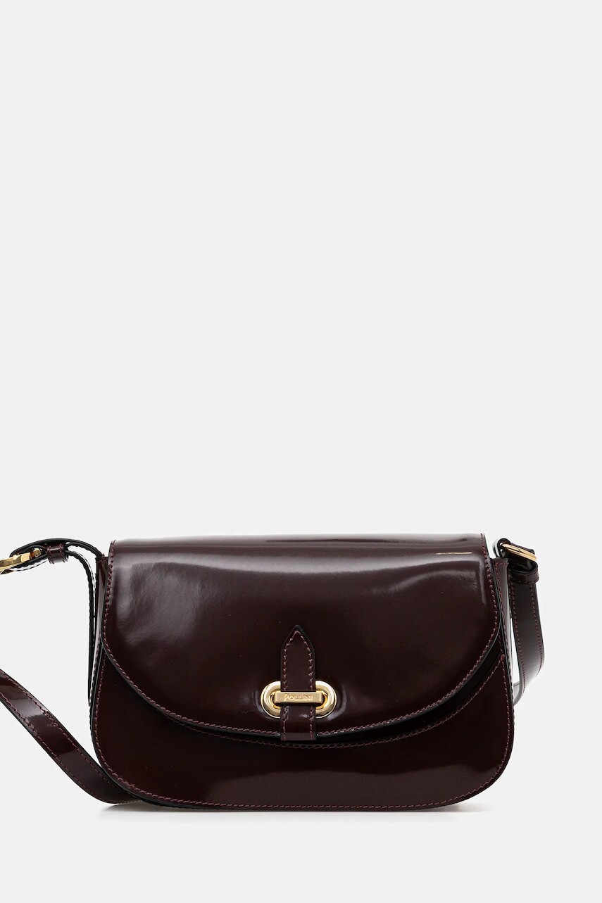 Kožená kabelka Pollini bordová farba, PC4403PP0N QB1