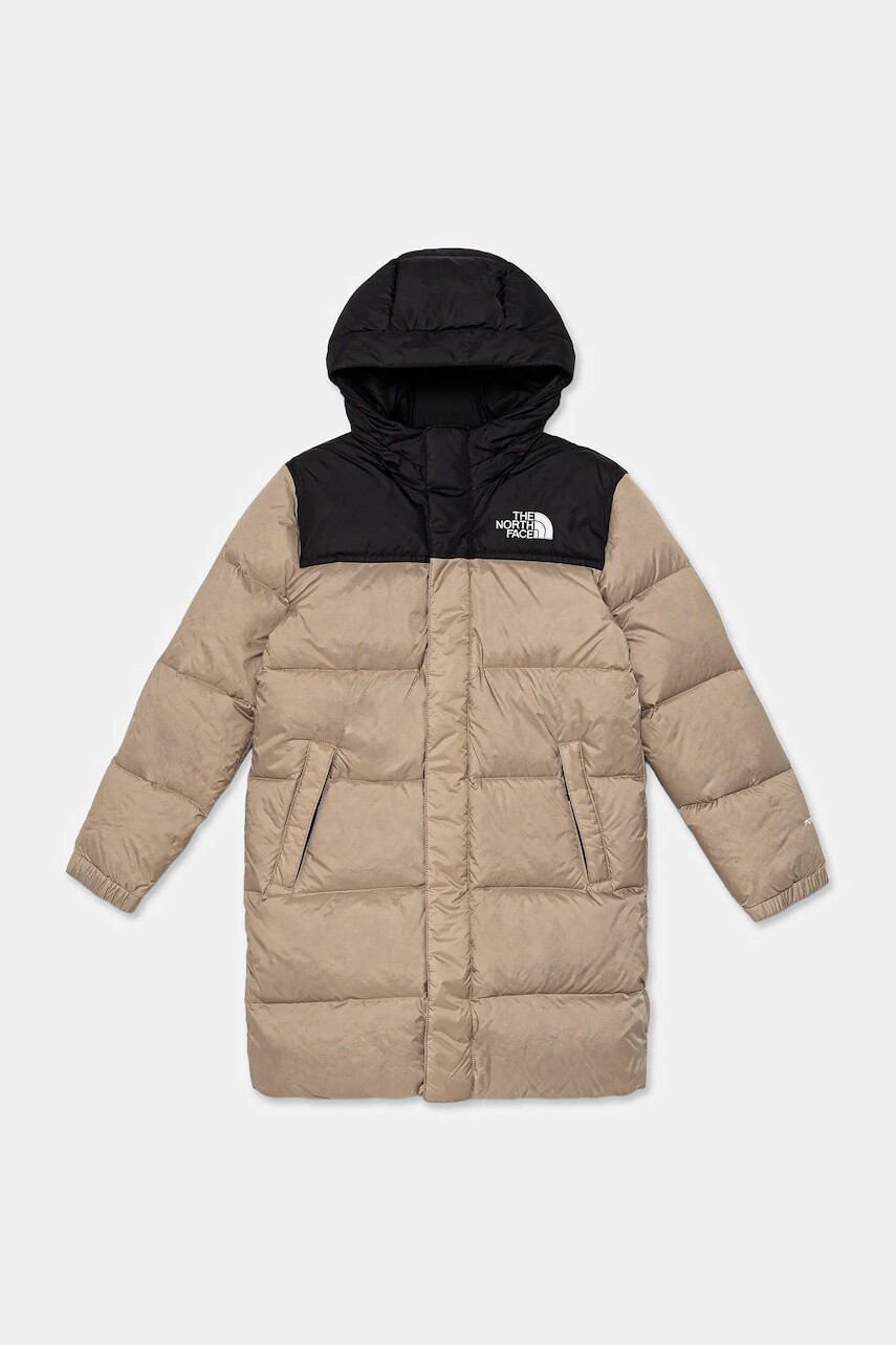 Detská páperová bunda The North Face TEEN NUPTSE LONG PARKA zelená farba, NF0A88UFBOX1