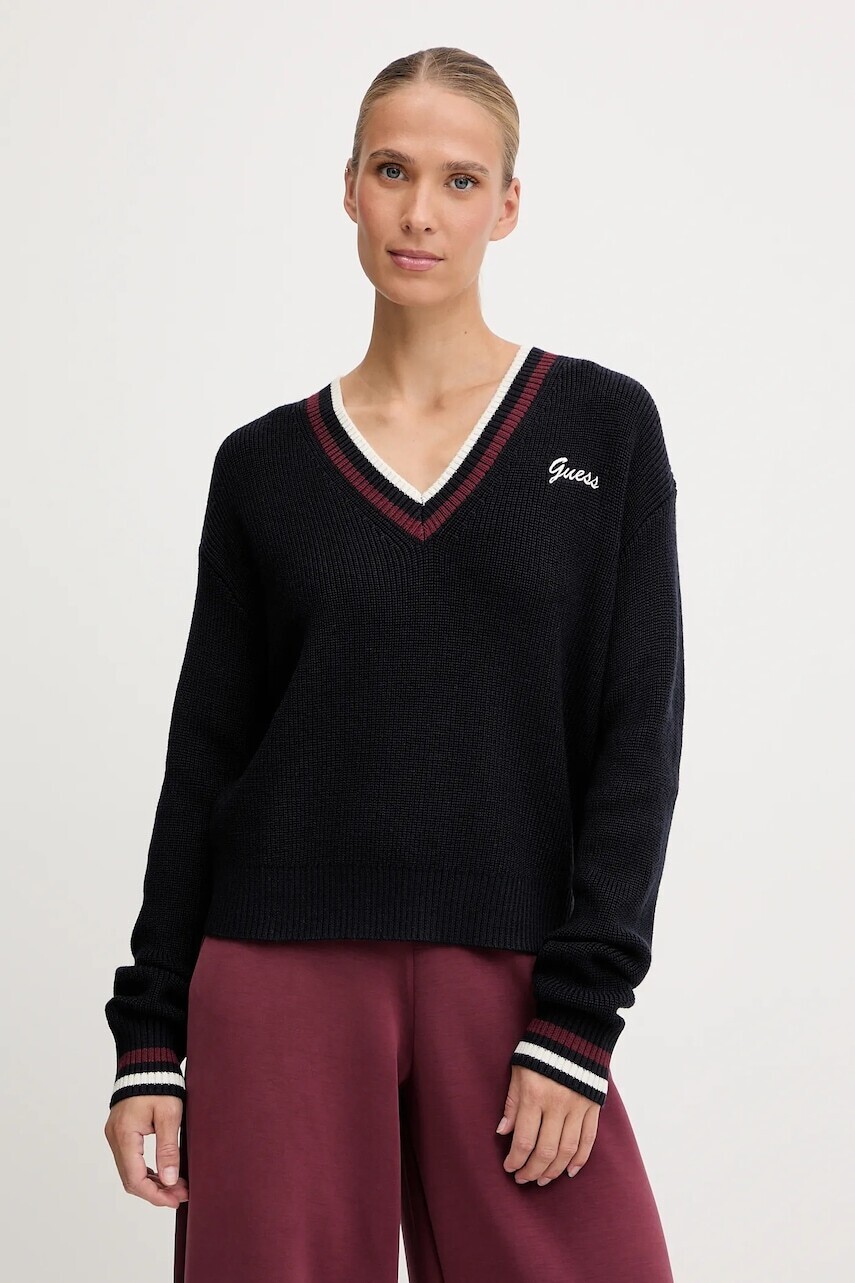 Sveter s prímesou vlny Guess SABINA tmavomodrá farba, ľahký, V5BR01 Z1152