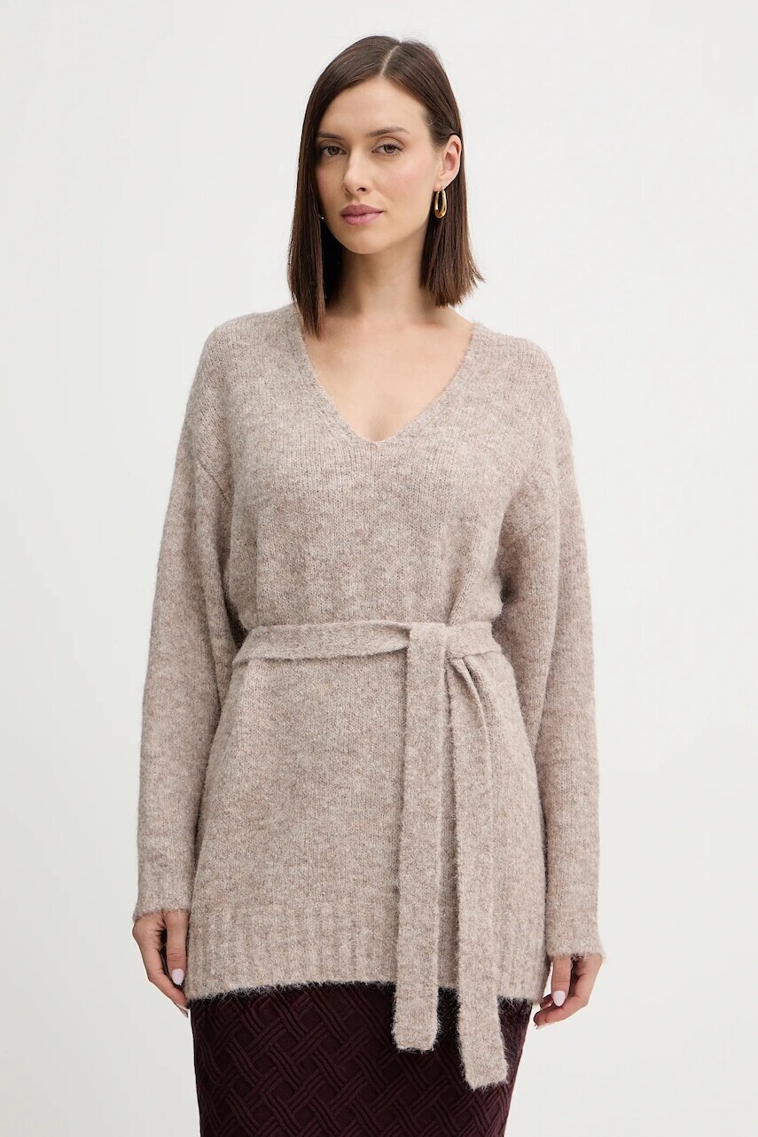 Sveter s prímesou vlny Guess KIYOKA hnedá farba, W5BR0P Z4302