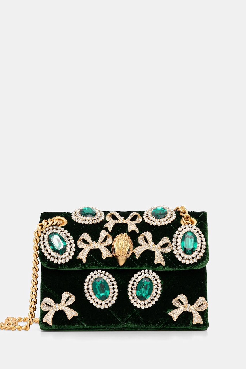 Kabelka Kurt Geiger London VELVET MINI KENSINGTON zelená farba, 5018771789